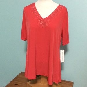NWT* Notations large Red Blouse bling